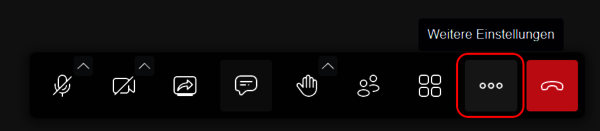 Symbolleiste: Weitere Einstellungen